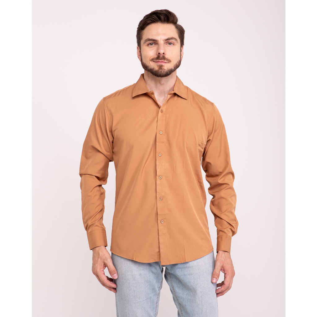 Camisa Social Masculina Lisa Casual Fábrica Da China Várias Cores