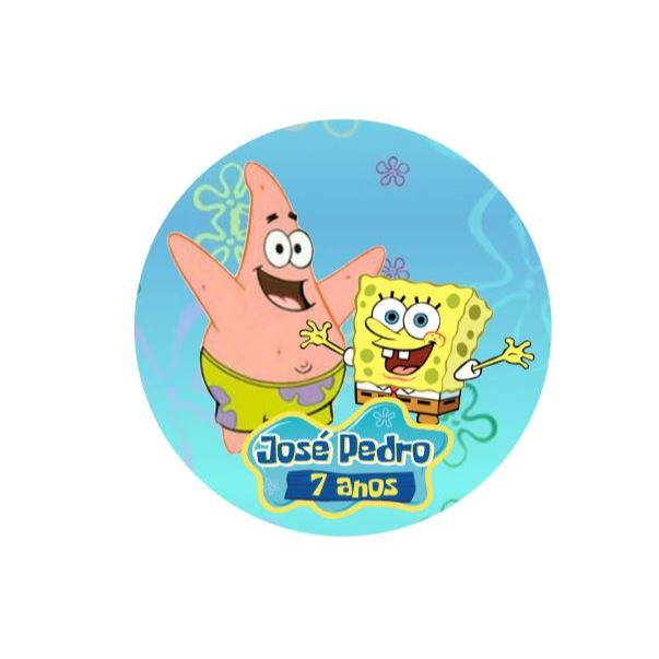 Adesivos Redondos Personalizados Nome e Idade Bob Esponja |Adesivo  Festa Infantil Bob Esponja | Adesivo Lembrancinha