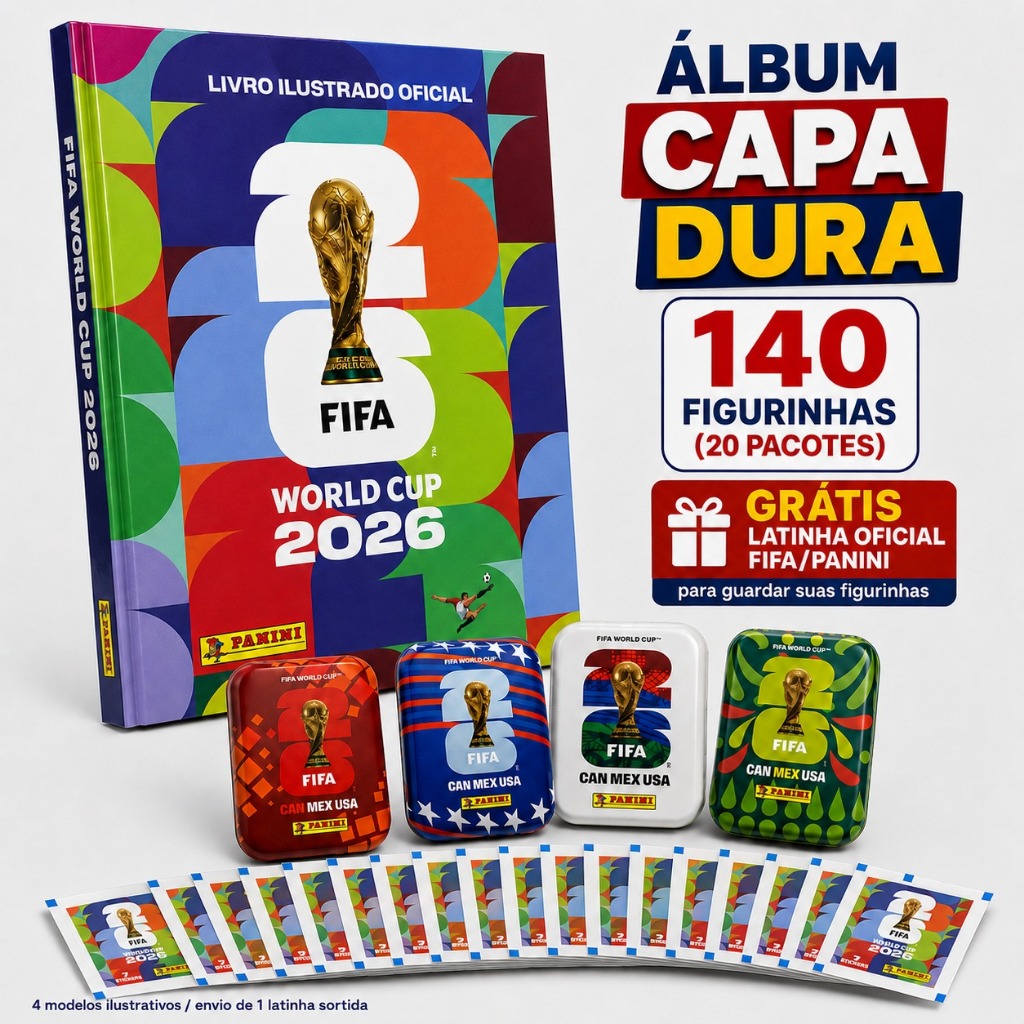 Álbum Oficial CAPA DURA + Figurinhas + Porta figurinhas Oficiais da Copa Do Mundo 2026 Panini