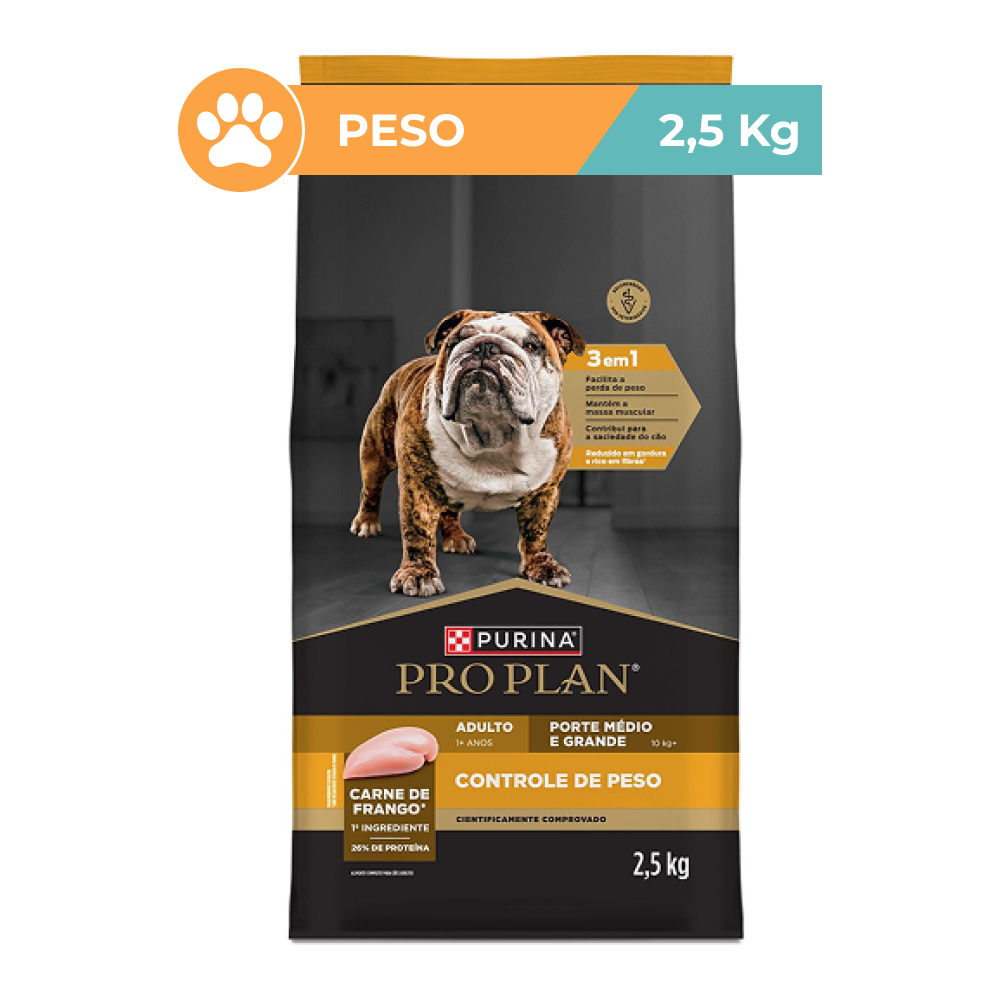 Ração Pro Plan Controle Peso Cães Médios e Grandes 2,5kg