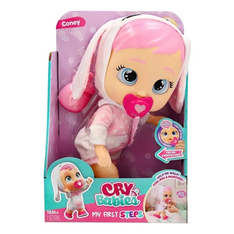 Boneca Cry Babies Meus Primeiros Passos Coney Multikids Interativa Anda e Engatinha Lançamento 2026