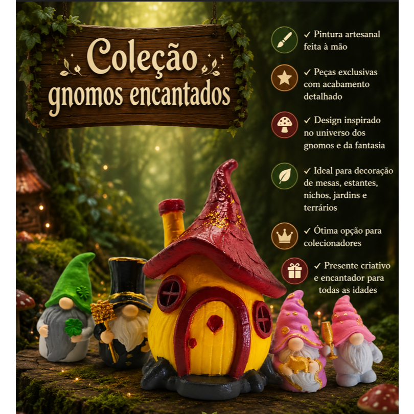 🏡 Gnomo Encantado + Casa de Gnomo Artesanal | Decoração Mágica e Exclusiva
