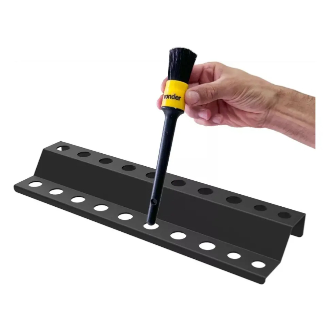 Suporte Para 20 Pincéis Detailer Em Aço De Parede Estética Automotiva Oficina Lava Jato