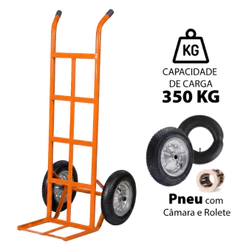 Carrinho Carro de Carga Reforçado 350kg 2 Rodas de Rolamento Muke Tools