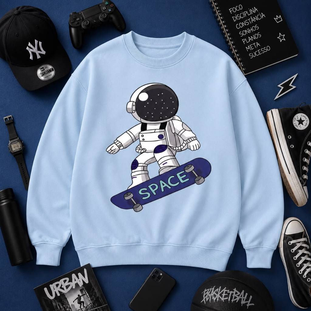 MOLETOM MENINO INFANTIL ASTRONAUTA FEITO DE ALGODÃO — imagem 2 de 2