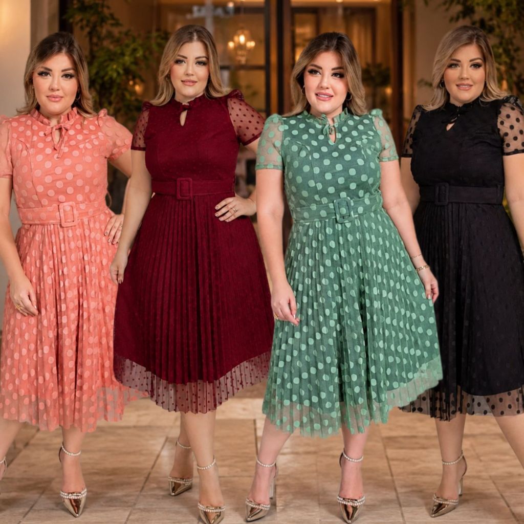 Vestido Evangélico Mídi Godê Com Cinto Laço Elegante Feminino Modesto Rodado