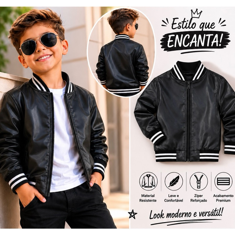 🔥 Jaqueta Infantil Premium Unissex Bomber Trend 2026 ENVIO RÁPIDO
