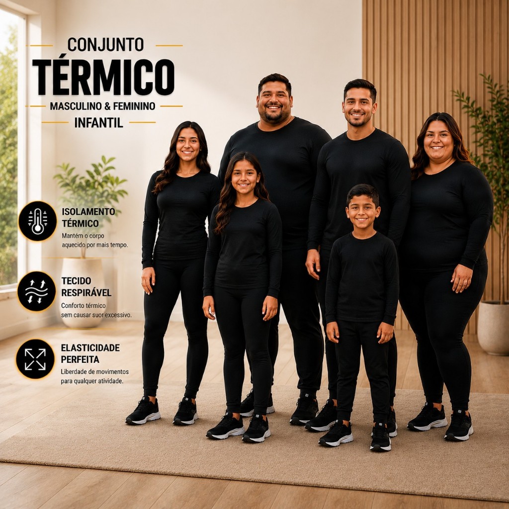 Conjunto Flanelado Segunda Pele Infantil Plus Size Blusa Térmica Masculino Feminino Calça Frio Inverno