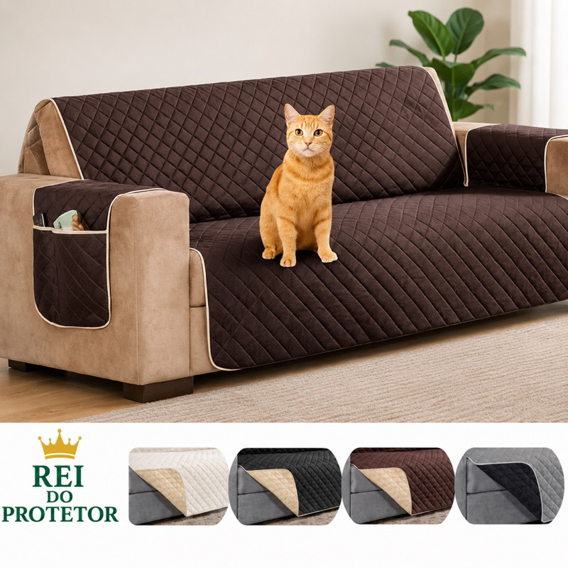 CAPA PROTETORA DE SOFÁ IMPERMEAVEL E DUPLA FACE PARA PETS E CRIANÇAS , POLTRONA 2,3,4 LUGARES & JOGO
