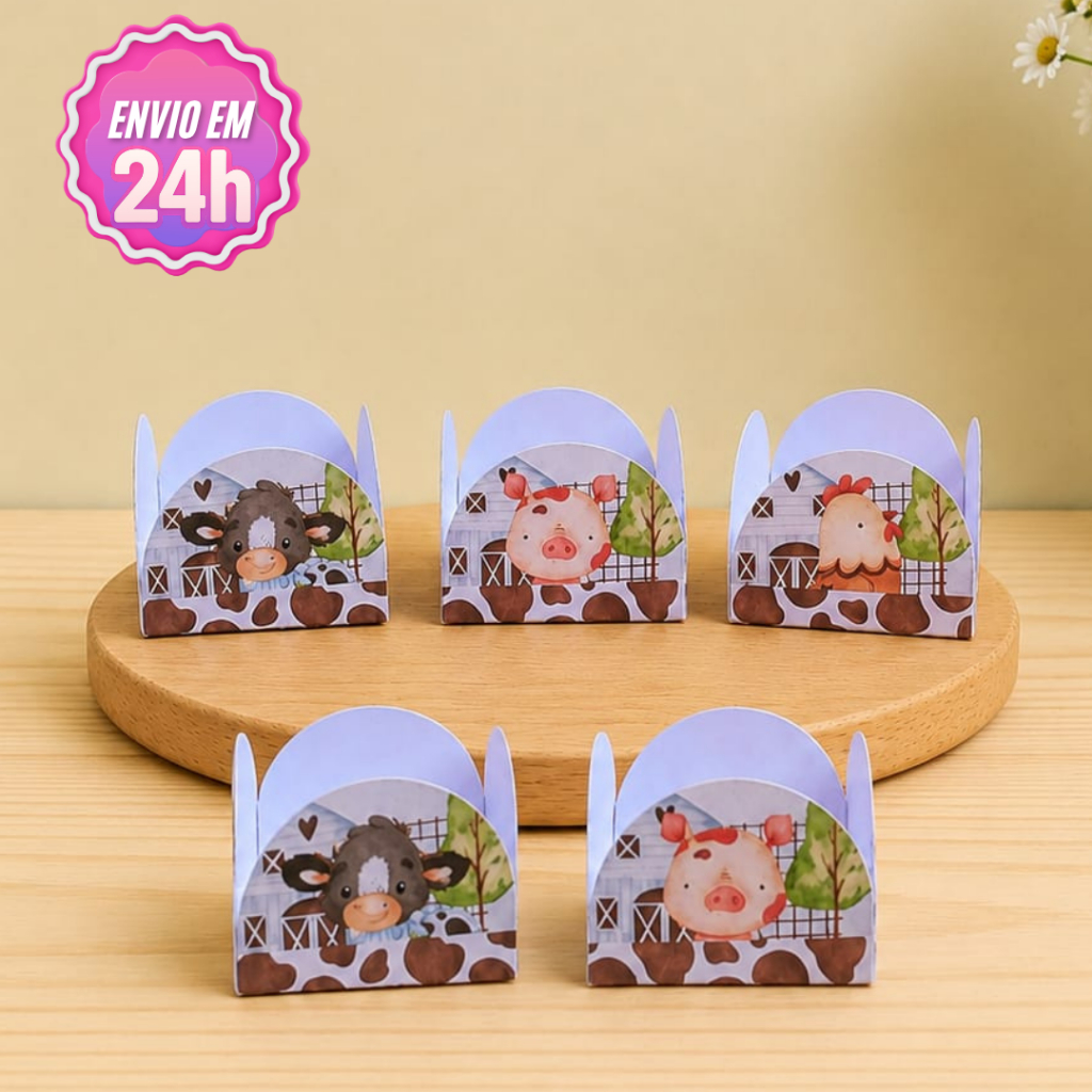 Forminha de Doces Tema Fazendinha Azul Personalizada /Lembrancinha de Festa /Aniversário