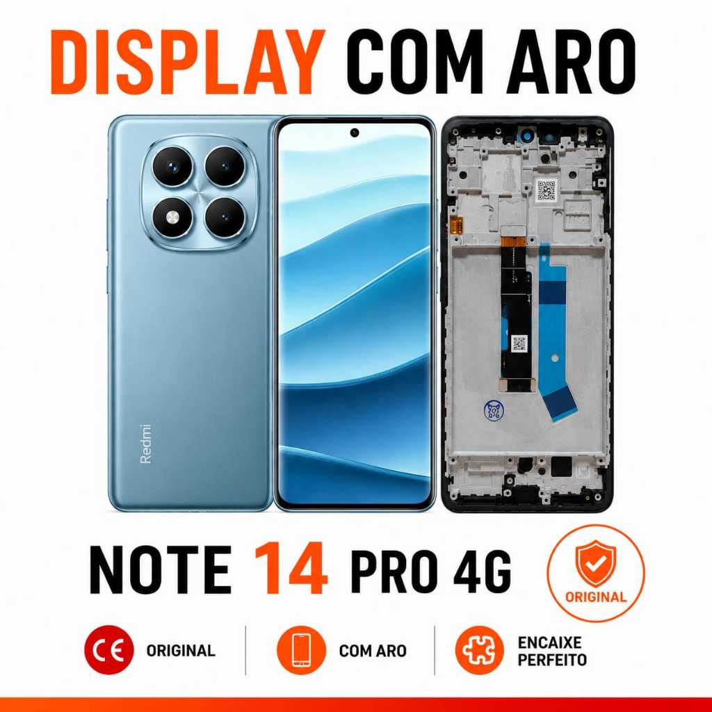 Display Redmi Note 14 Pro 4G Com Aro AMOLED Original Tela Frontal Carcaça Chassi