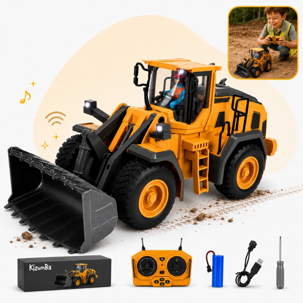 Trator Pá Carregadeira Escavadeira Controle Remoto Brinquedo Infantil Realista Escavadeira Kizumba