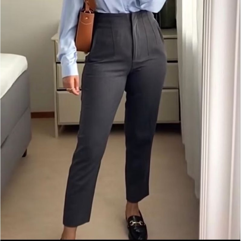 Calça Feminina Alfaiataria Cintura Alta Social Slim Blogueira Modela Corpo P GG Slim Elegante Blogueira Shape Premium