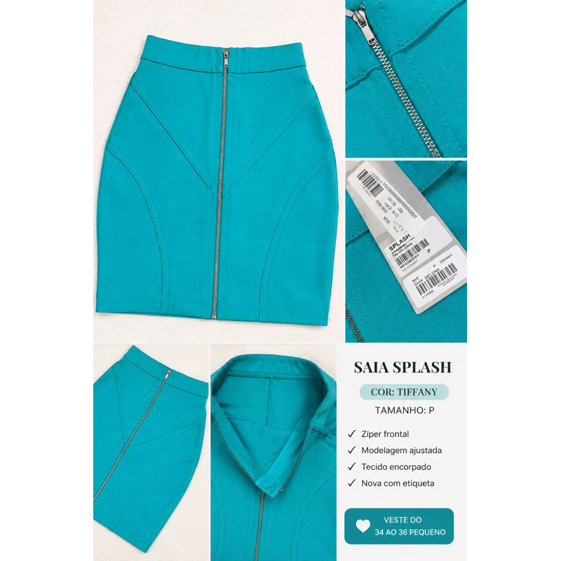 saia bandagem, saia Splash, saia tiffany, saia midi, social feminina, saia tubinho,festa, azul, tamanho P, veste 34 36.