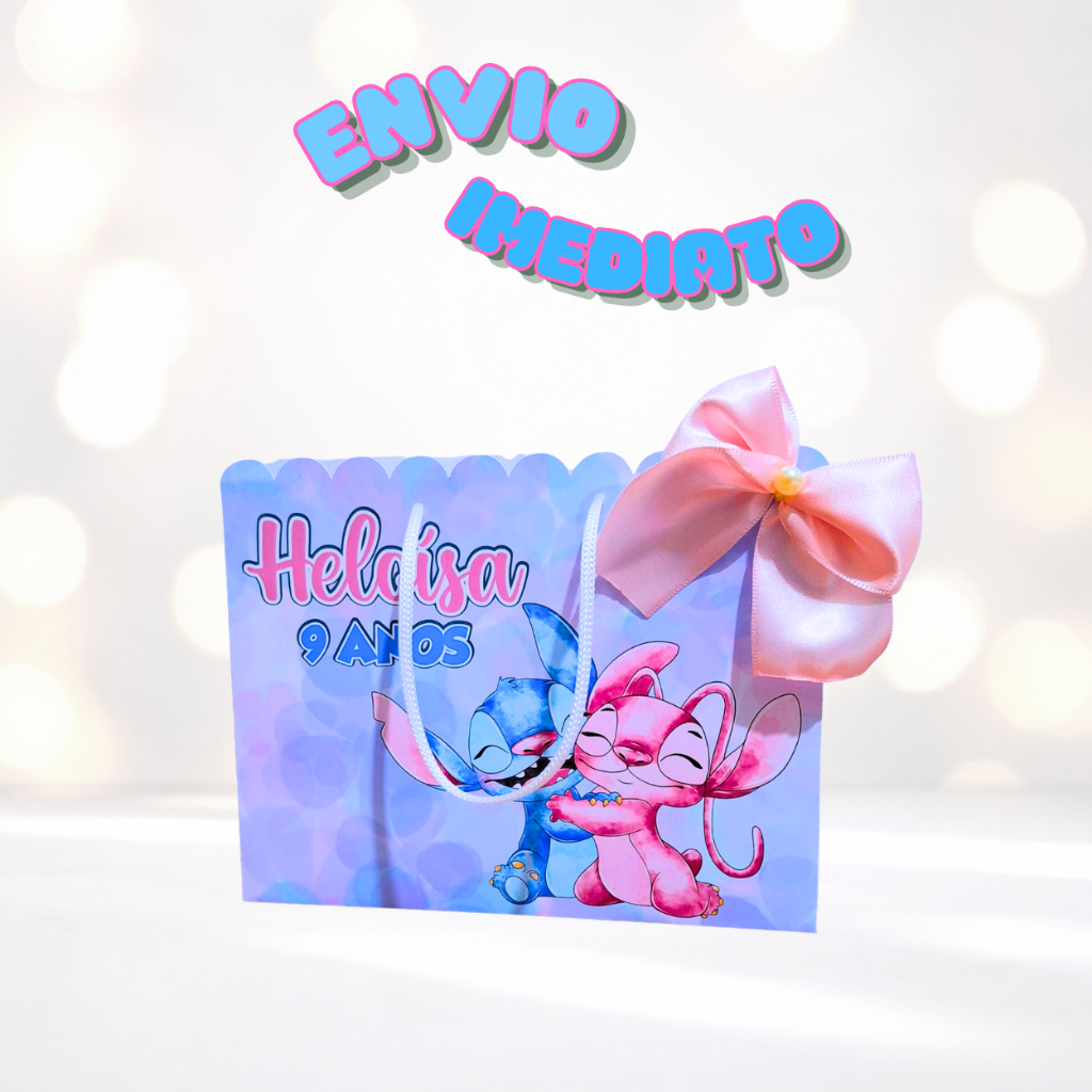 Stitch PEGUE E MONTE  Sacolinha  Personalizada STITCH e ANGEL(QUALQUER TEMA) Lembrancinha Mimos Personalizados Festas