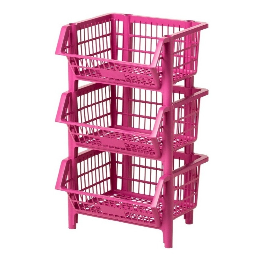 2 Und. Cesto Expositor Reforçado Gondola Organizador Empilhável Multi Uso Cores 44 X 34 X 26 cm