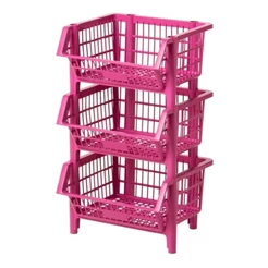 2 Und. Cesto Expositor Reforçado Gondola Organizador Empilhável Multi Uso Cores 44 X 34 X 26 cm