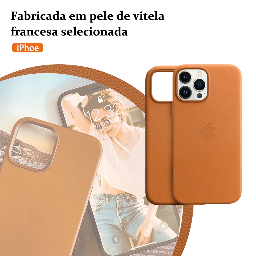 Capa de couro magnética para celular compatível com iPhone 11 12 13 14 15 Promax