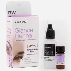 Kit Glance Henna para Sobrancelhas Castanho Médio 3,5 g - Rare Way