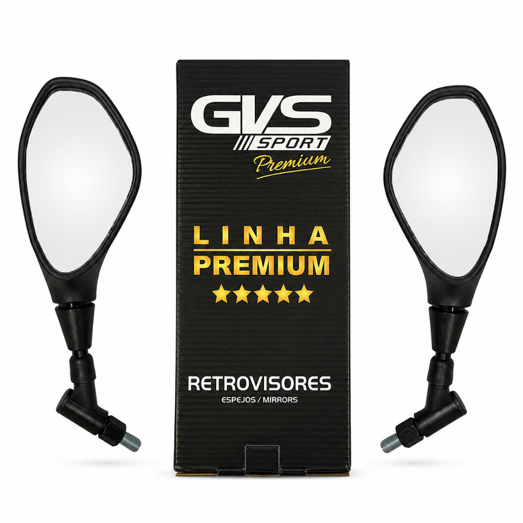 Retrovisor F800 Rosca Honda Yamaha Inverso Giro 360 Lente Convexa Gvs Par