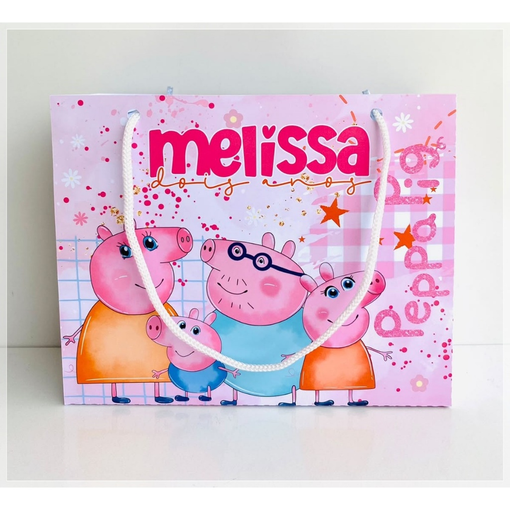 sacolinha personalizada peppa pig-lembrancinha personalizada-festa personalizada-aniversario personalizado