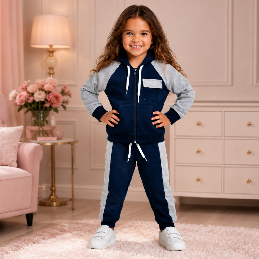 Conjunto Moletom Infantil Com Capuz Ziper Canguru Inverno Menina Roupa Infantil Inverno Lançamento