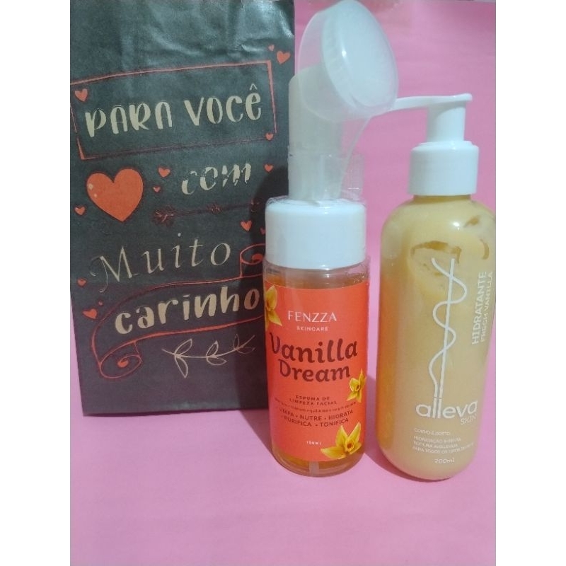 Kit hidratante e sabonete mousse facial Vanilla corpo e rosto kit presente com sacola