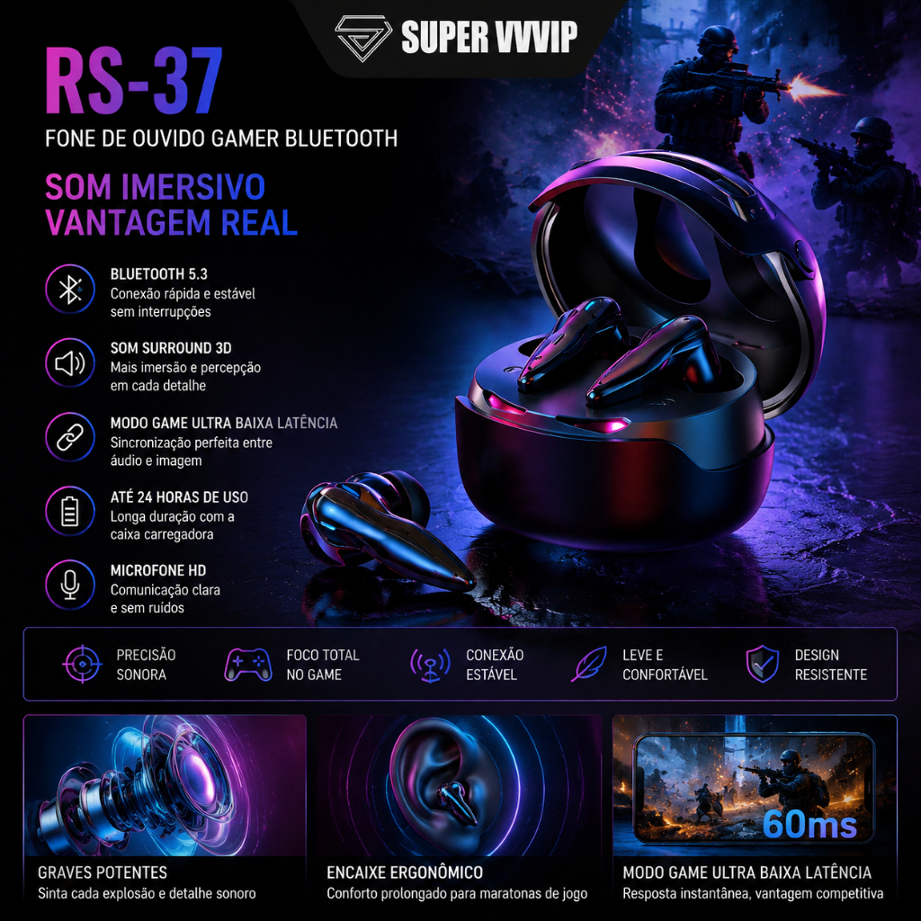 H'maston RS-37 TWS 5.3 Wireless Bluetooth Earphone Noise Reduction Strong Bass Gaming Headset with Mic