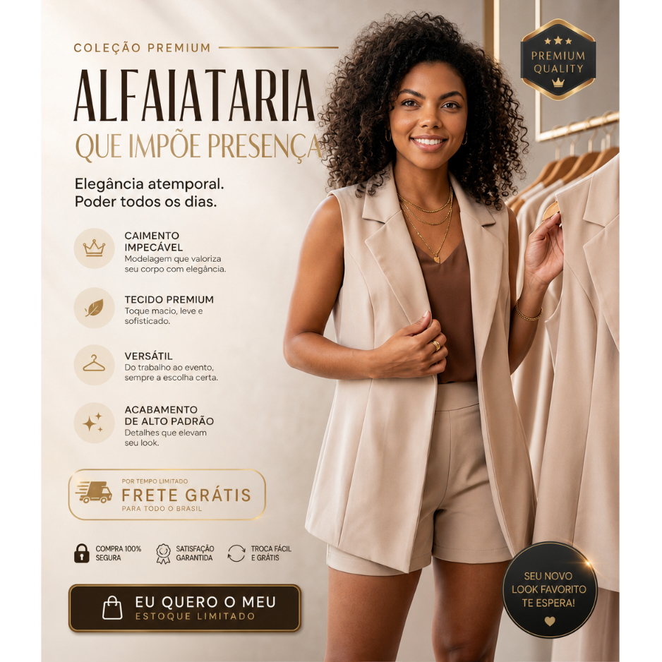 Colete Max Feminino Alfaiataria Casual Alongado Tamanho Normal e Plus Qualidade Premium