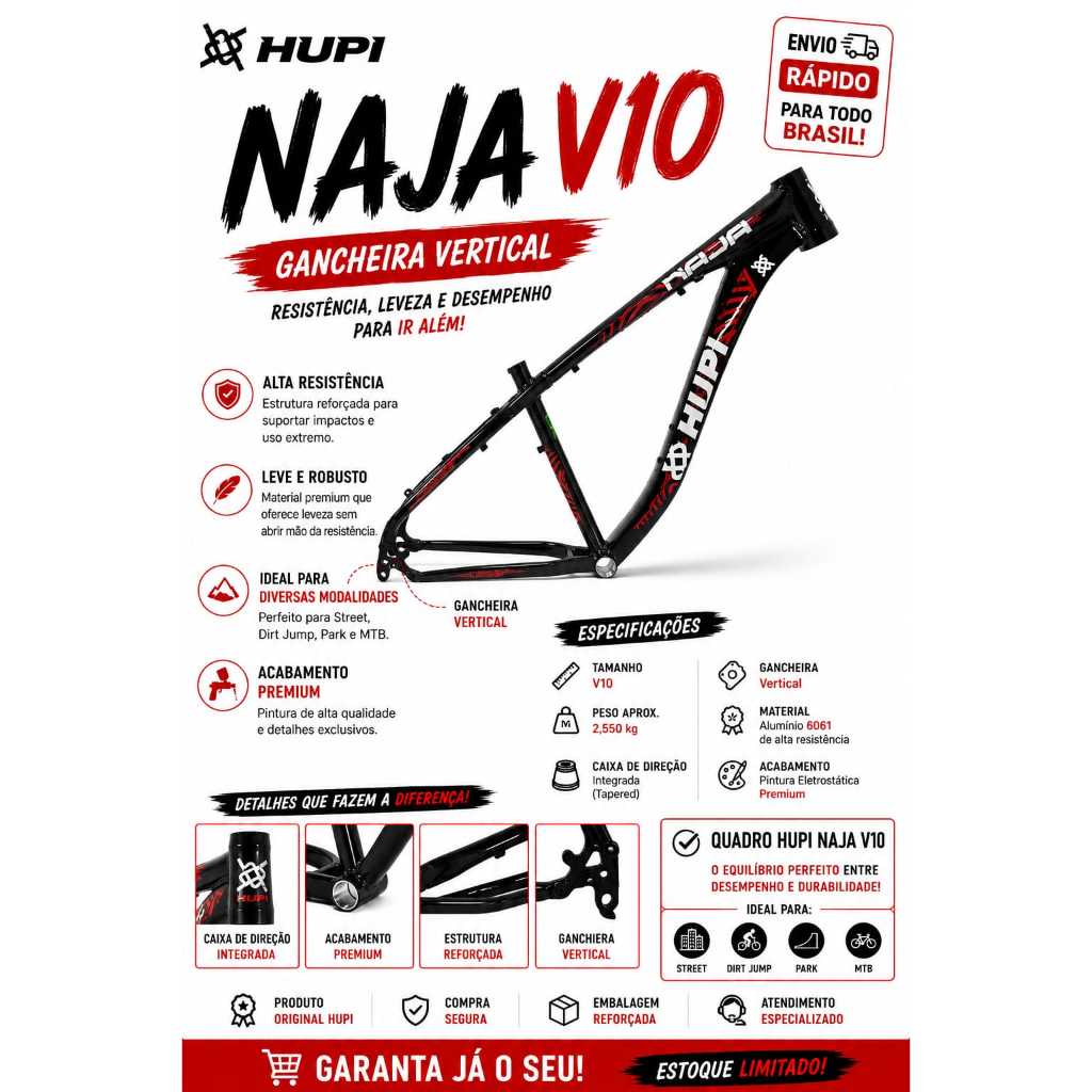 Quadro Hupi Naja V10 Gancheira Vertical