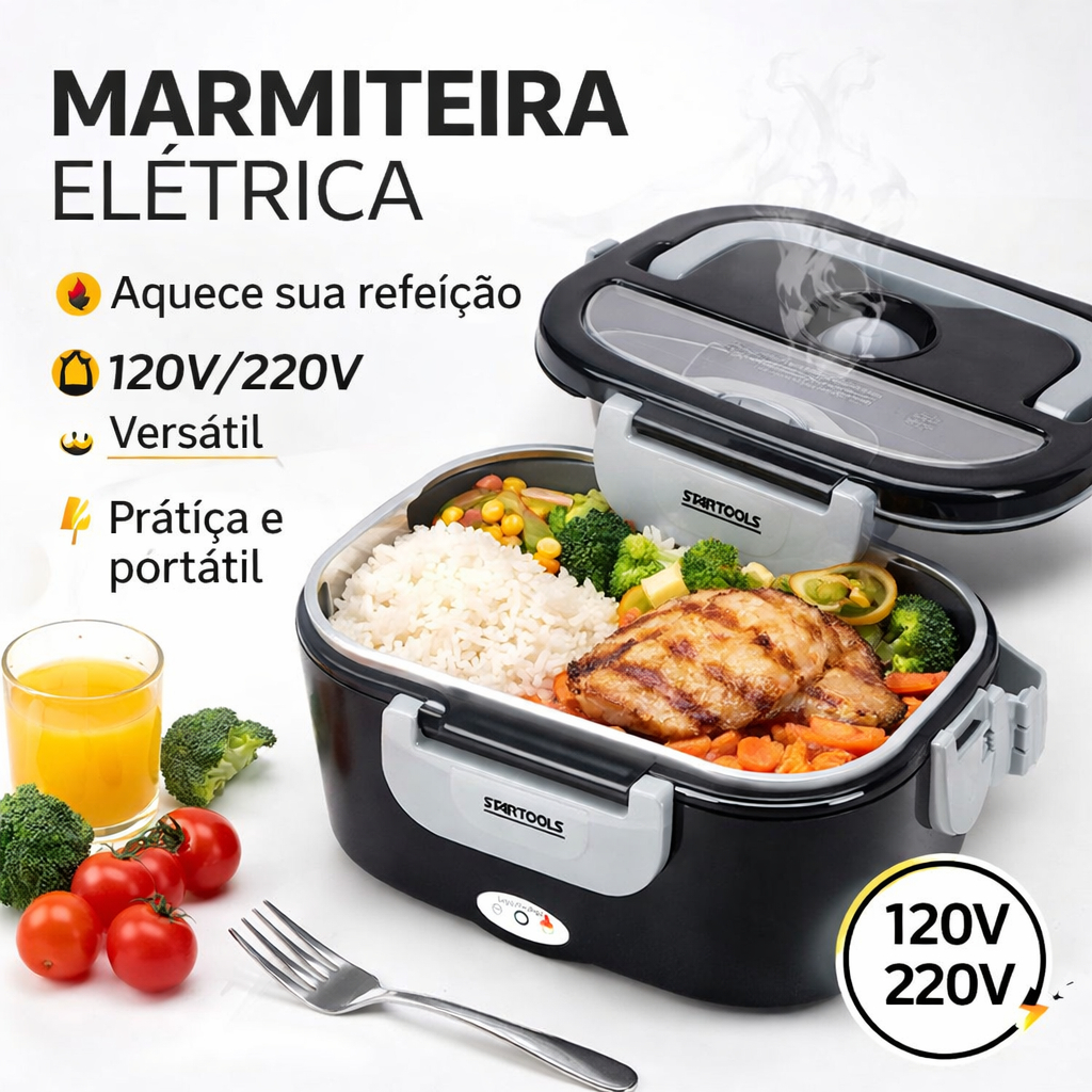 Marmita Elétrica Aquecedora Bivolt Esquenta Rápido Térmica Pote Inox Trabalho Faculdade