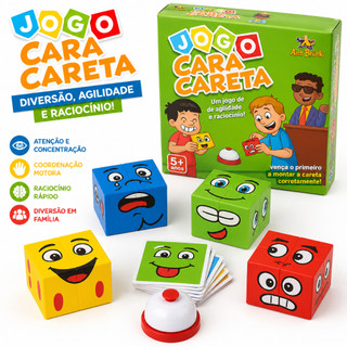 Jogo Cubo Das Emoções Com Sino Campanhia Faces Brinquedo Educativo Quebra Cabeça Cara Careta