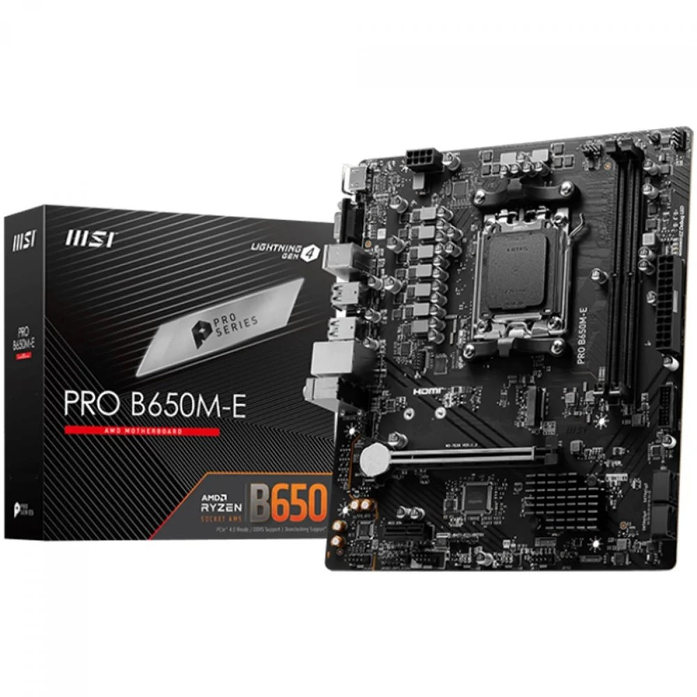 Placa Mãe MSI PRO B650M-E AMD AM5 M-ATX DDR5 NVMe M.2 PCIe 4.0 Ryzen Série 7000 8000