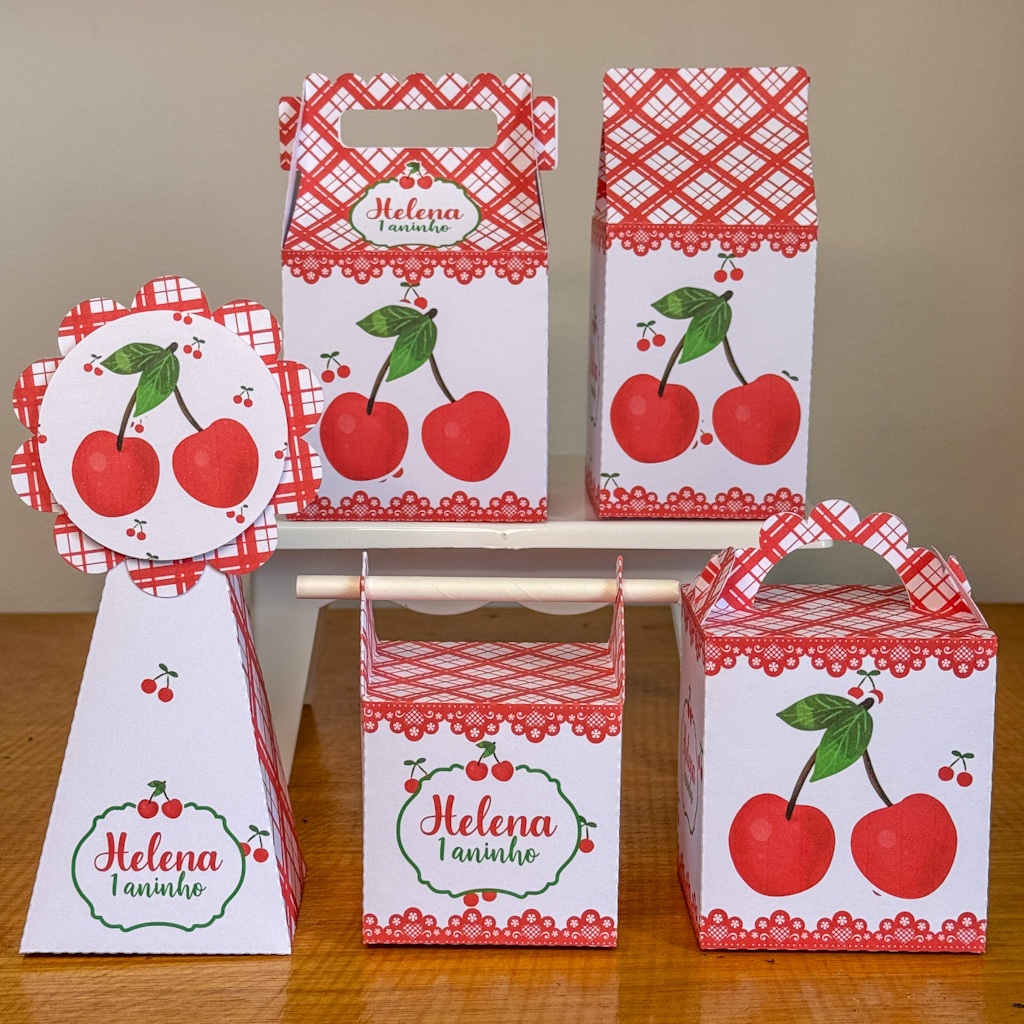 Kit Festa Cerejinha Personalizado Só um Bolinho | Mesversário Aniversário | Lembrancinha