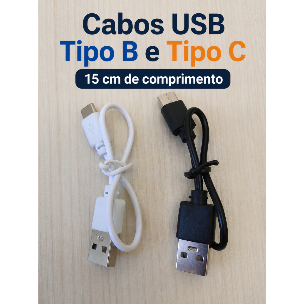 Cabos Carregador Micro USB Tipo B e Tipo C