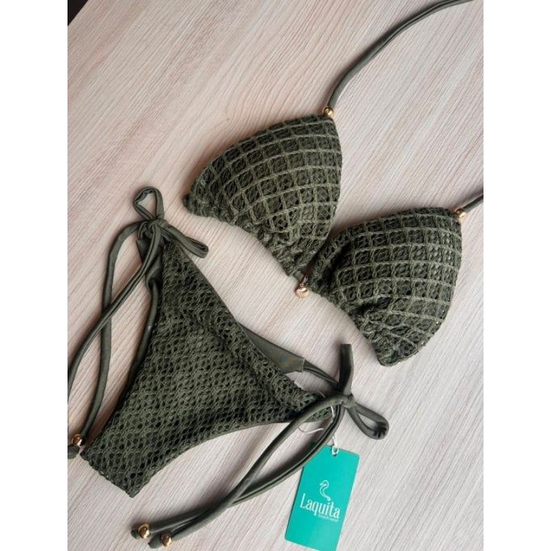 Biquíni Fio Duplo Feminino Amarração Lateral Com Renda Bronze Perfeito Moda Praia Verão 2026