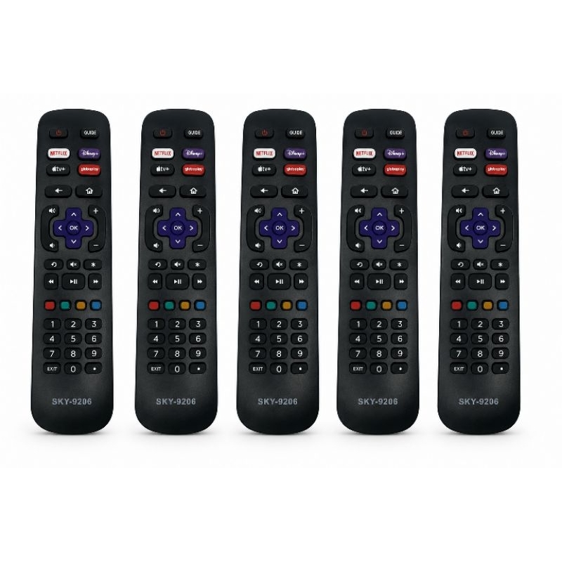 Kit 5 Peças Controle Remoto Universal Para Tvs Roku - Com Teclas Apple TV | Netf