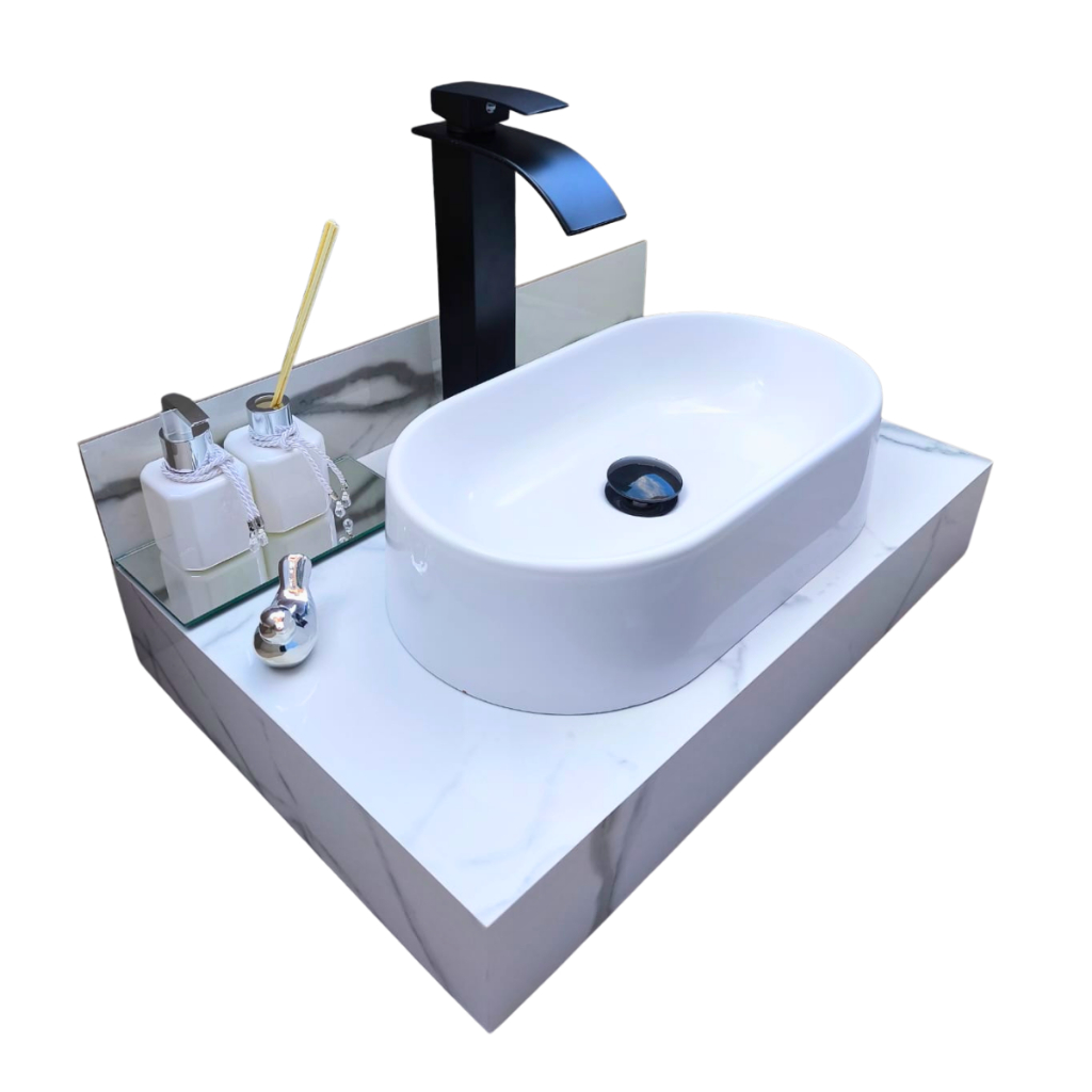 Bancada - Tampo em Porcelanato para banheiro 60x40 - a pronta entrega - Envio Imediato