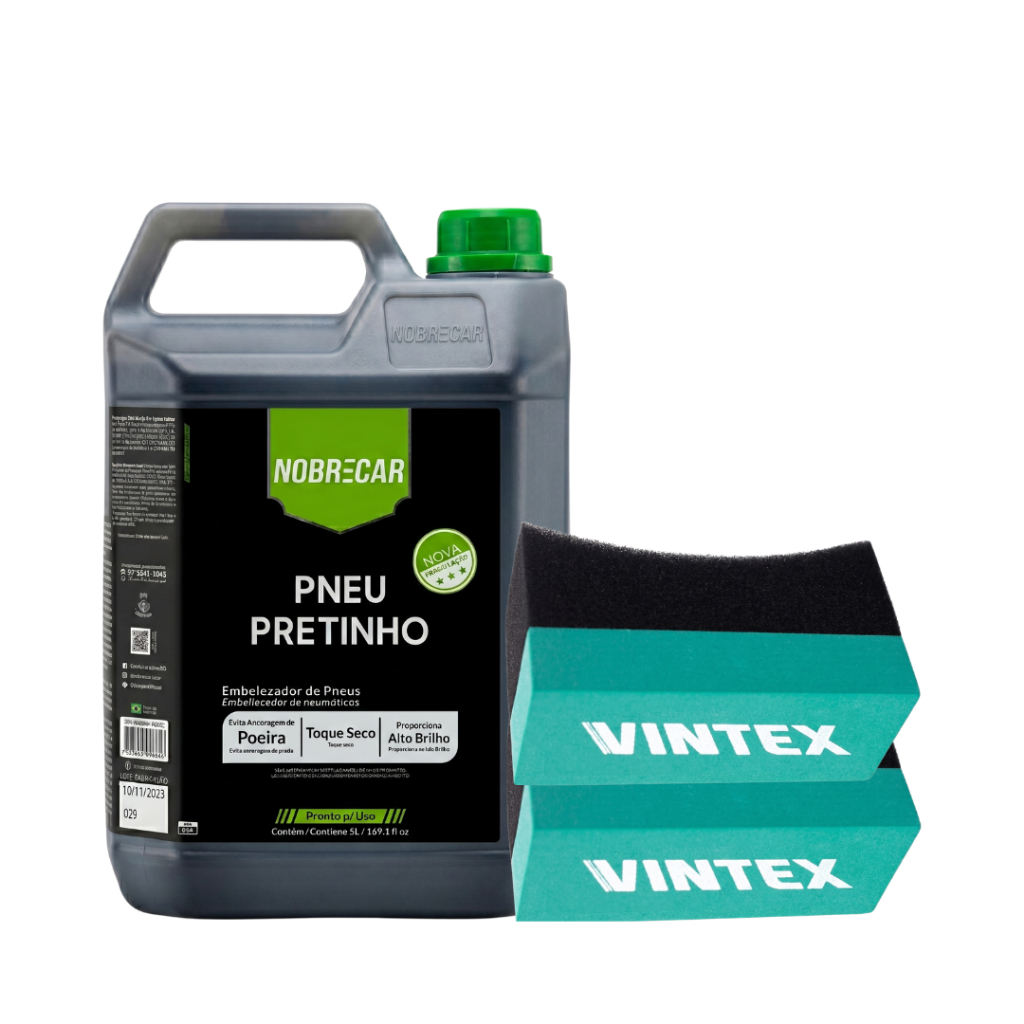Pneu Pretinho Acabamento no Detalhamento Nobrecar Com Aplicador Para Pneu Pretinho Meia Lua