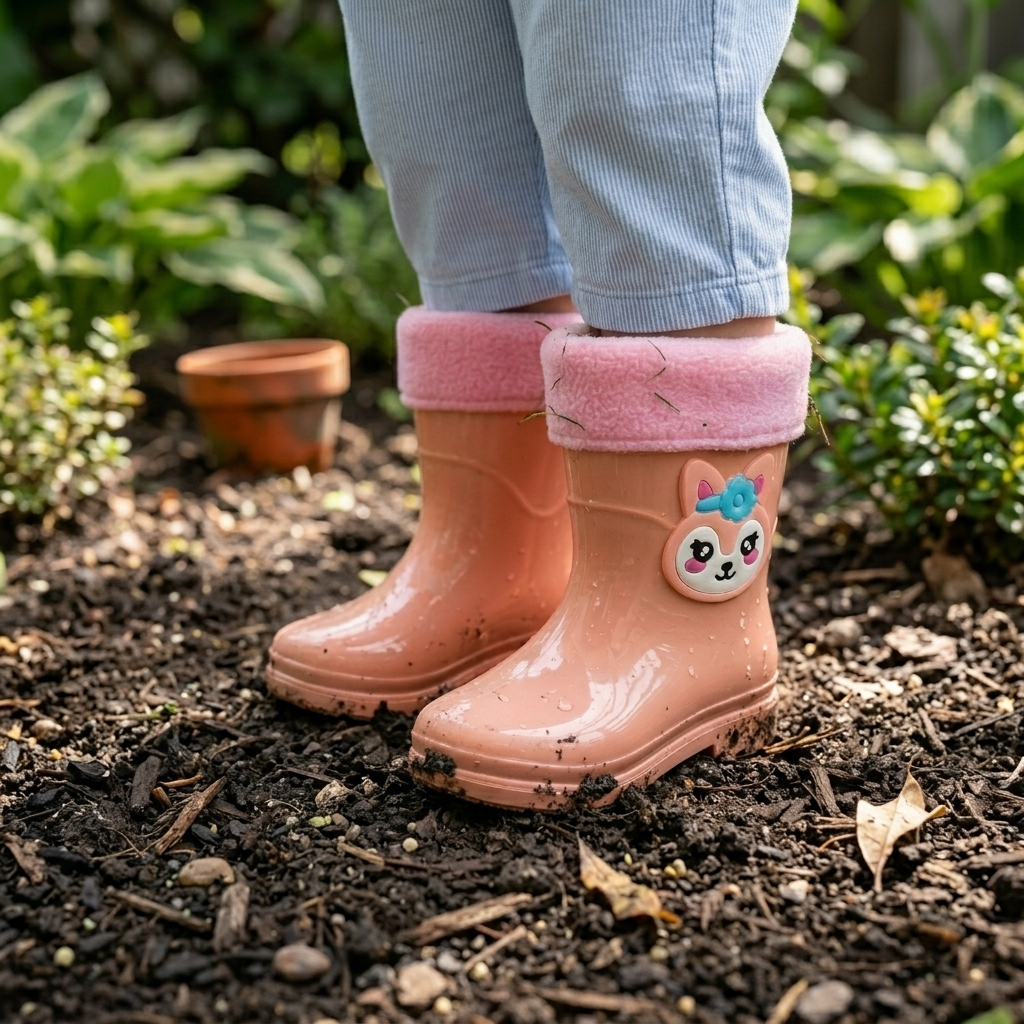 Bota Infantil Galocha Chuva Impermeável Peluciada Forrada Dinossauro Unicórnio Raposa