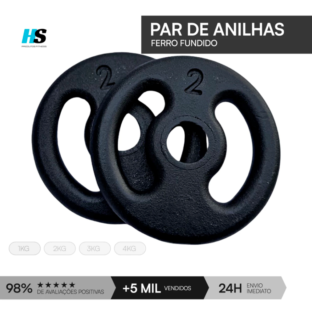 Par de Anilha De 1kg a 4kg | 2X Anilhas Peso de Academia Musculação Treino em Casa Fitness Funcional