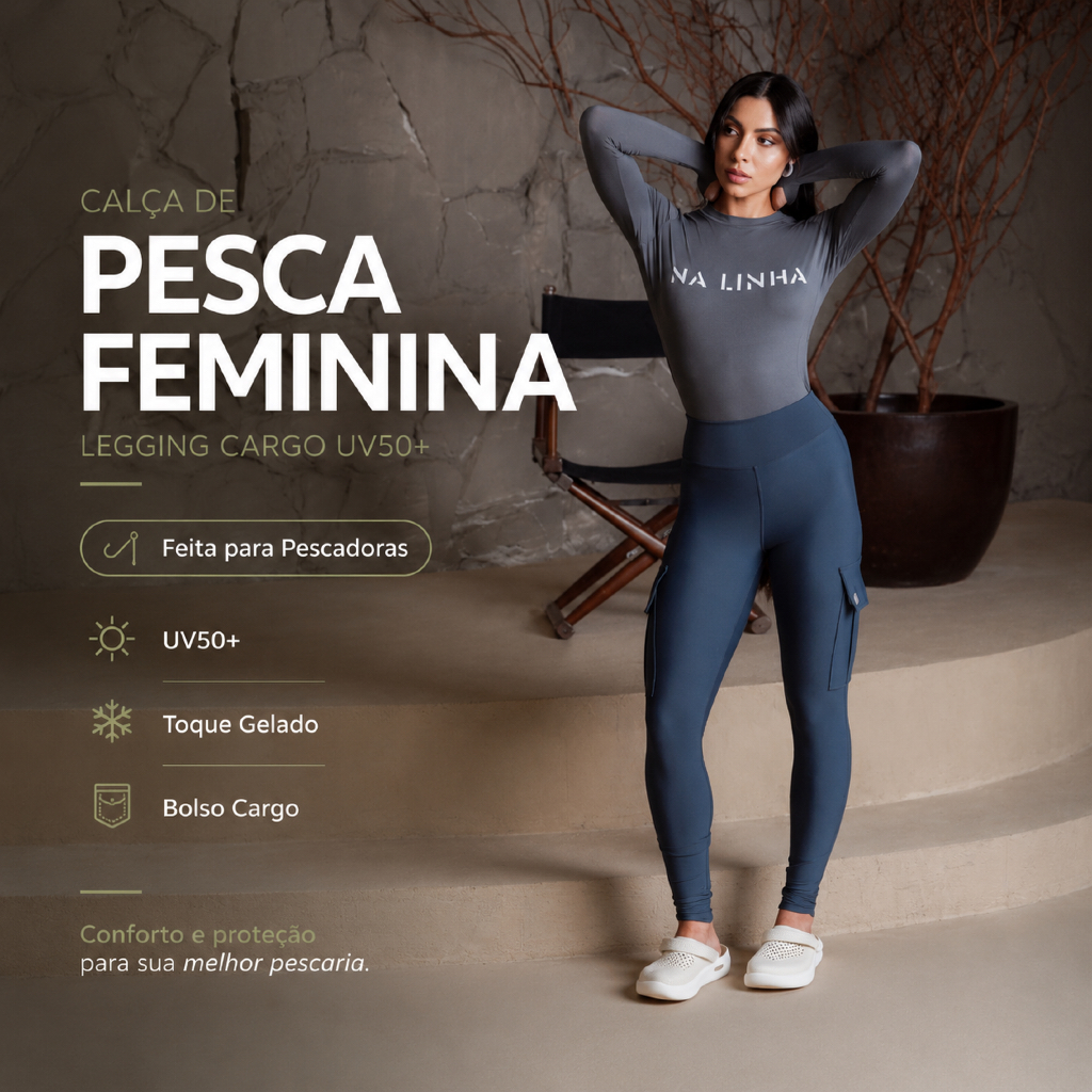 Legging de Pesca Feminina com Proteção Solar.