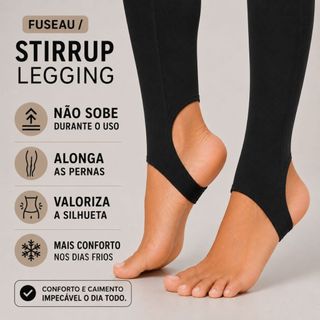 Calça Fuso Legging Pezinho Flanelada Feminina Cintura Alta Zero Transparência Peluciada M G GG Plus
