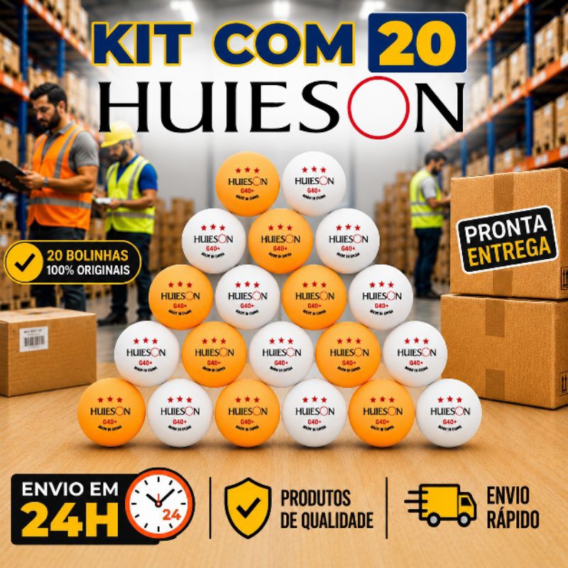 Bolinhas Tênis de Mesa Ping Pong Huieson 3 Estrelas 40mm Kit 10/20/50 🏓