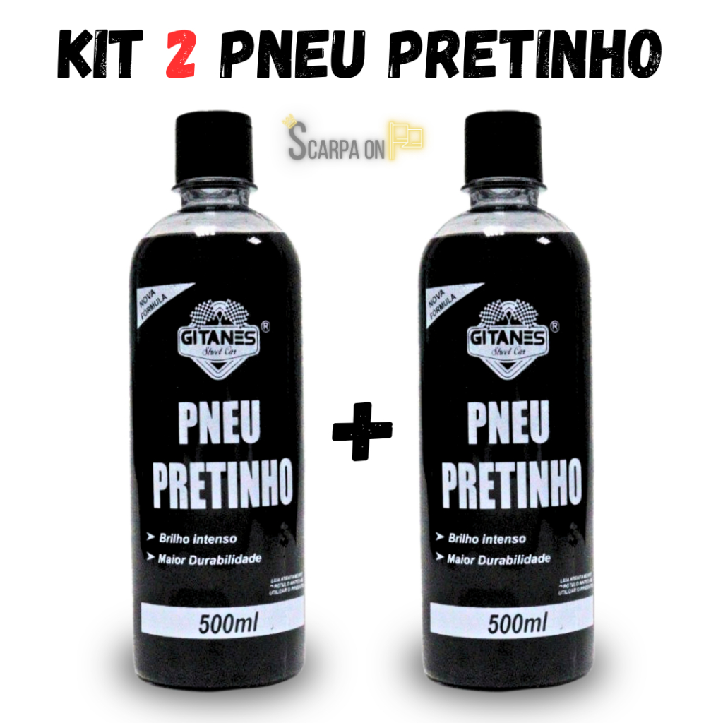 Kit Pretinho Limpa Pneu e Borracha Automotivo Gitanes 500ml 2 unidades