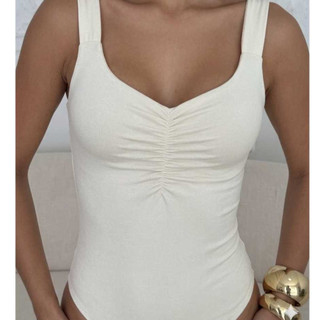 Body Feminino Alça Grossa Bory Regata Decote Coração Forro Duplo Suplex Elegante
