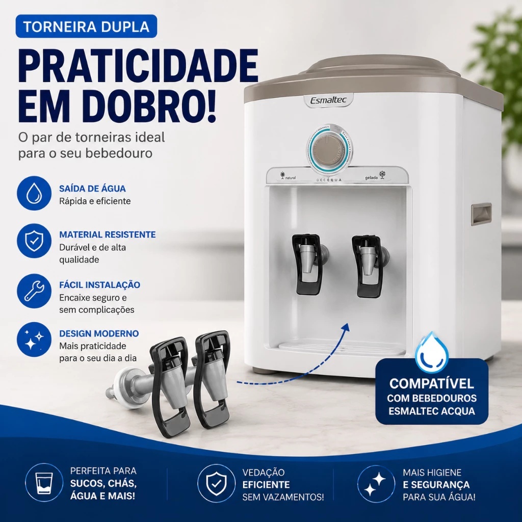 Torneiras Para Bebedouro Esmaltec Gelágua Egc35b Cinza Com Preto