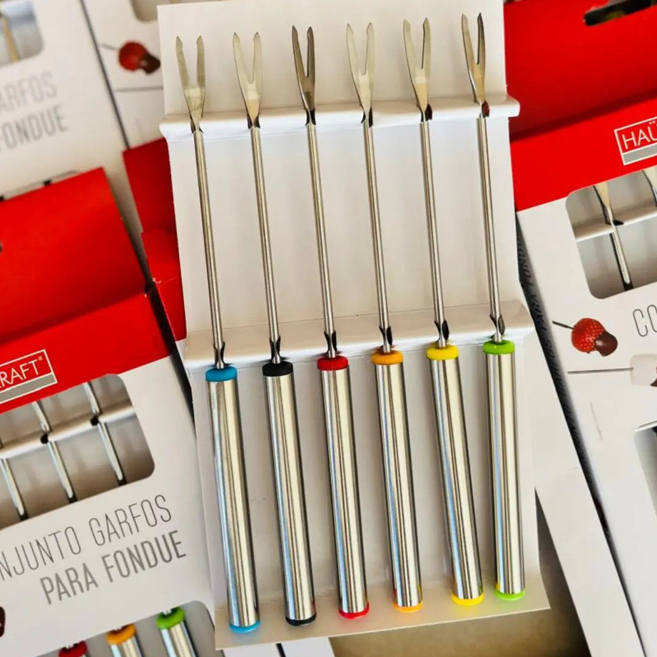 Imagem Conjunto De Garfo Espeto Para Fondue 6 Peças Em Aço Inox Prateado Hauskraft