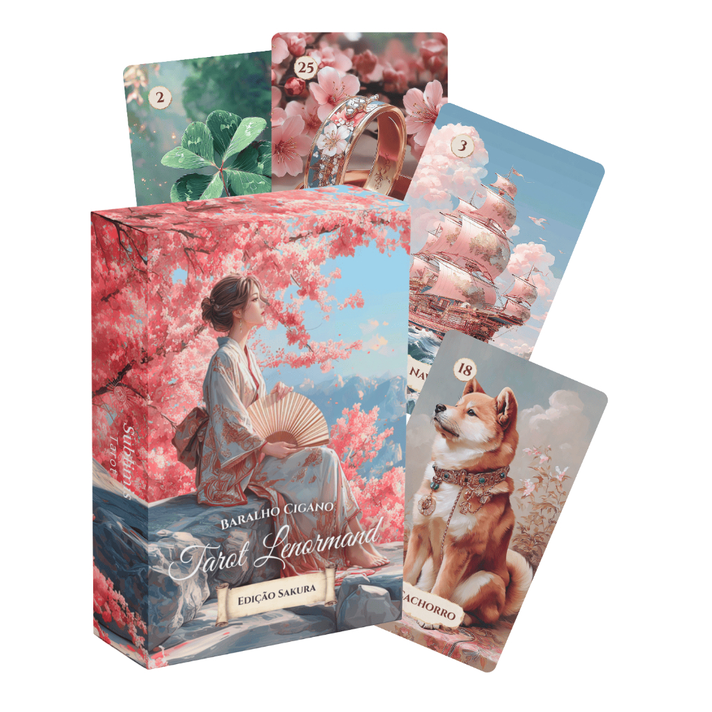 Tarot Lenormand Sakura Sublimis Tarot Japonês Baralho Cigano Oráculo Deck Luxo 40 Cartas + Brindes