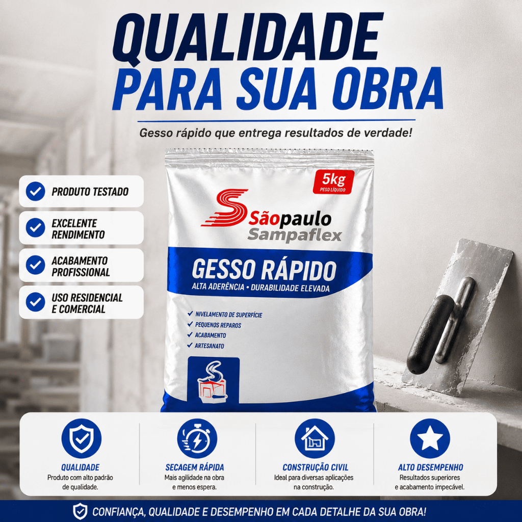 Gesso Em Pó Branco 1/2/5 kg Para Artesanato E Reparos Em Geral Rápido